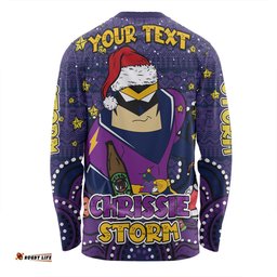 Melbourne Storm Christmas Custom Long Sleeve T-shirt - Christmas Knit Patterns Vintage Jersey Ugly Long Sleeve T-shirt