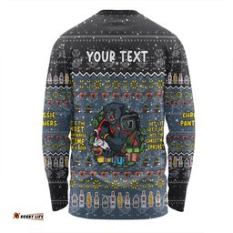 Penrith Panthers Christmas Custom Long Sleeve T-shirt - Chrissie Spirit Black Long Sleeve T-shirt
