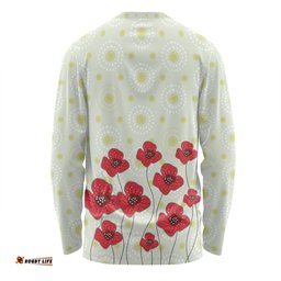 Australia Aboriginal Long Sleeve T-shirt - Poppy Flowers Background In Aboriginal Dot Art Style Long Sleeve T-shirt