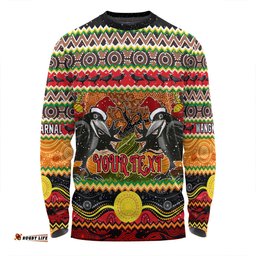 Australia Christmas Aboriginal Custom Long Sleeve T-shirt - Aboriginal Dreamtime Wangkarnal Crows Long Sleeve T-shirt