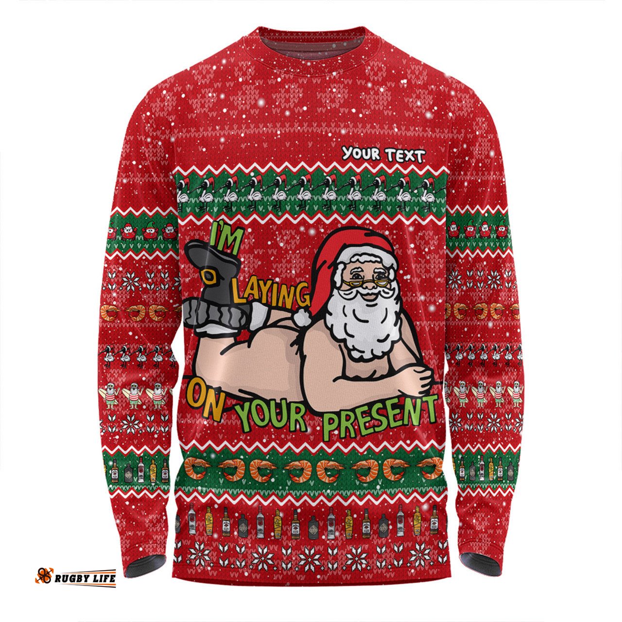 Australia Christmas Custom Long Sleeve T-shirt - Merry Chrismas I'm Laying On Your Present Long Sleeve T-shirt