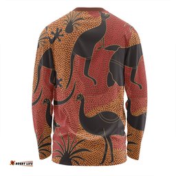 Australia Aboriginal Long Sleeve T-shirt - Aboriginal Dot Art With Animals Long Sleeve T-shirt