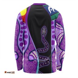 Australia Aboriginal Custom Long Sleeve T-shirt - Purple Indigenous Rainbow Serpent Inspired Long Sleeve T-shirt