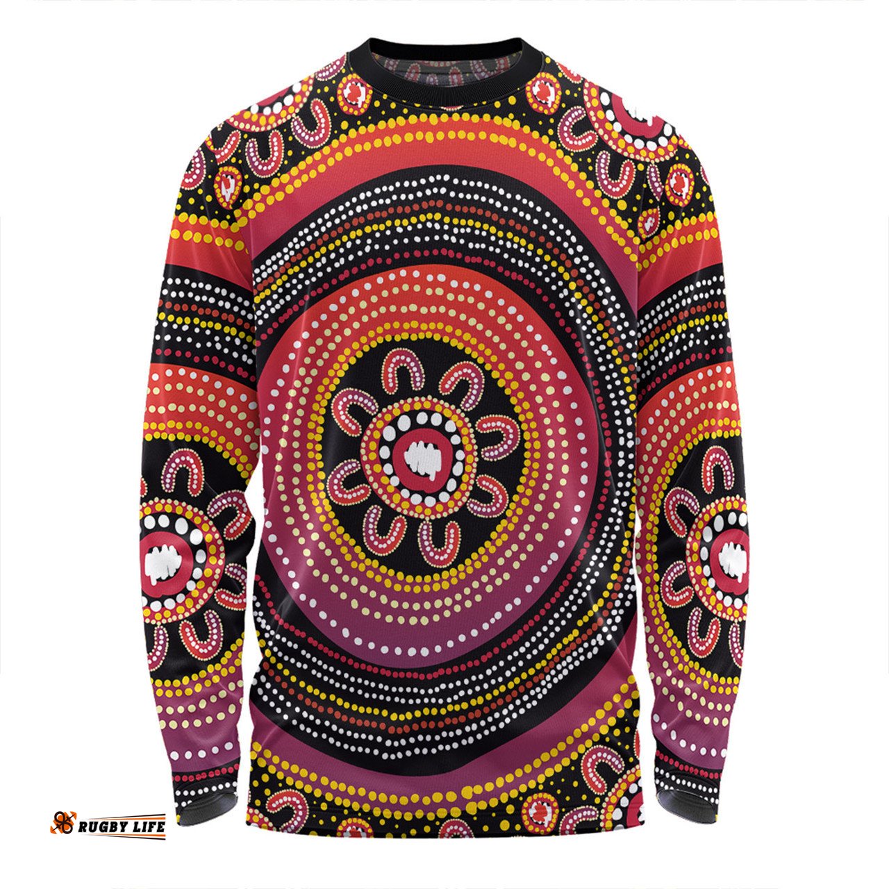 Australia Aboriginal Long Sleeve T-shirt - Aboriginal Dot Art Design Long Sleeve T-shirt
