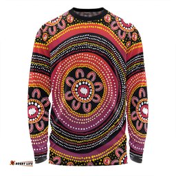 Australia Aboriginal Long Sleeve T-shirt - Aboriginal Dot Art Design Long Sleeve T-shirt