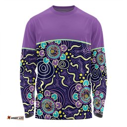 Australia Aboriginal Custom Long Sleeve T-shirt - Purple Painting With Aboriginal Inspired Dot Long Sleeve T-shirt