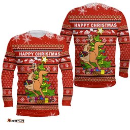 Australia Christmas Kangaroo Aboriginal Pattern Long Sleeve T-shirt