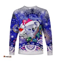 Australian Koala Christmas Long Sleeve T-shirt Original Style Blue