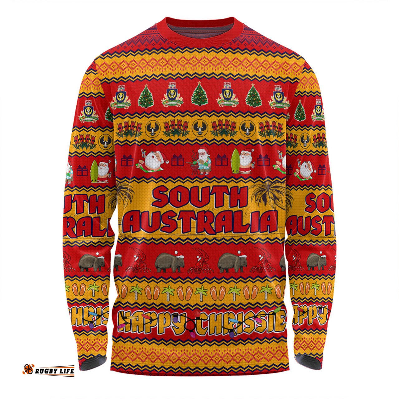 South Australia Christmas Custom Long Sleeve T-shirt - Happy Chrissie Ugly Style Long Sleeve T-shirt