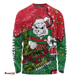 South Sydney Rabbitohs Custom Long Sleeve T-shirt - Let's Get Lit Chrisse Pressie Long Sleeve T-shirt