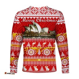 Australia Long Sleeve T-shirt Sydney Opera House Aboriginal Art Merry Christmas