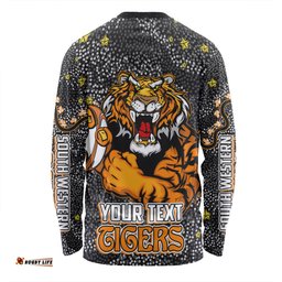 Wests Tigers Custom Long Sleeve T-shirt - Team With Dot And Star Patterns For Tough Fan Long Sleeve T-shirt