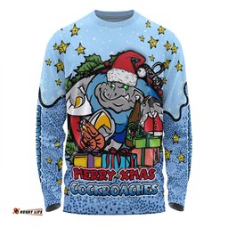 New South Wales Cockroaches Christmas Custom Long Sleeve T-shirt - Merry Christmas Our Beloved Team With Aboriginal Dot Art Pattern Long Sleeve T-shirt