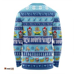 New South Wales Big Things Christmas Custom Long Sleeve T-shirt - The Big Banana And Blue Heeler Long Sleeve T-shirt