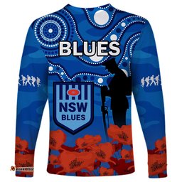 Blues Rugby ANZAC Long Sleeve T-shirt NSW Aboriginal Mix Poppy Camouflage