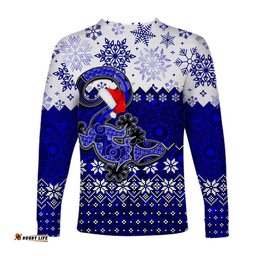 Aboriginal Christmas Lizard Long Sleeve T-shirts Blue Style