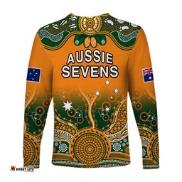 Australia Rugby Long Sleeve T-shirt Aussie Sevens Original Indigenous