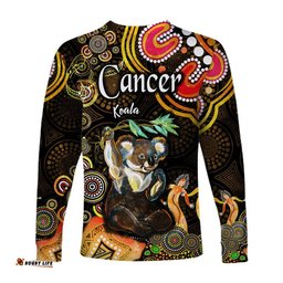 Australian Astrology Long Sleeve T-shirt Cancer Koala Zodiac Aboriginal Gold