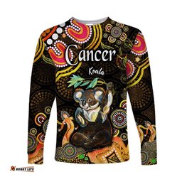 Australian Astrology Long Sleeve T-shirt Cancer Koala Zodiac Aboriginal Gold