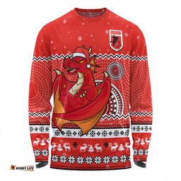 St. George Illawarra Dragons Christmas Custom Long Sleeve T-shirt - Ugly Xmas And Aboriginal Patterns For Die Hard Fan Long Sleeve T-shirt