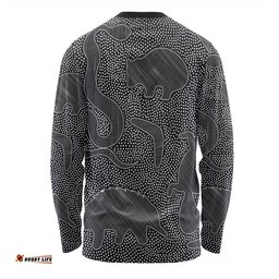 Australia Dot Painting Inspired Aboriginal Long Sleeve T-shirt - Aboriginal Dot Grey Art With Animals Long Sleeve T-shirt
