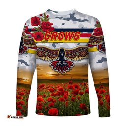 Adelaide Crows ANZAC Long Sleeve T-shirt Poppy White