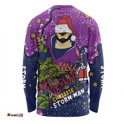Melbourne Storm Christmas Custom Long Sleeve T-shirt - Let's Get Lit Chrisse Pressie Long Sleeve T-shirt