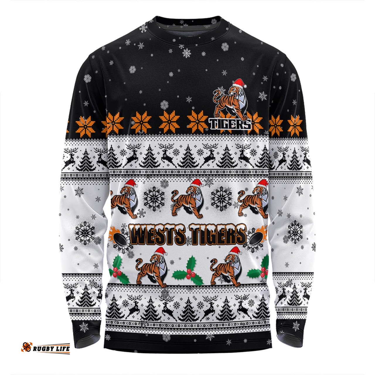 Wests Tigers Christmas Custom Long Sleeve T-shirt - Special Ugly Christmas Long Sleeve T-shirt