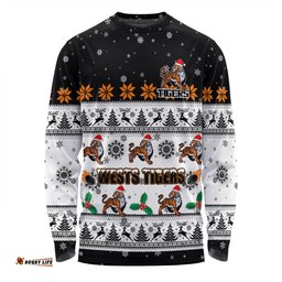 Wests Tigers Christmas Custom Long Sleeve T-shirt - Special Ugly Christmas Long Sleeve T-shirt