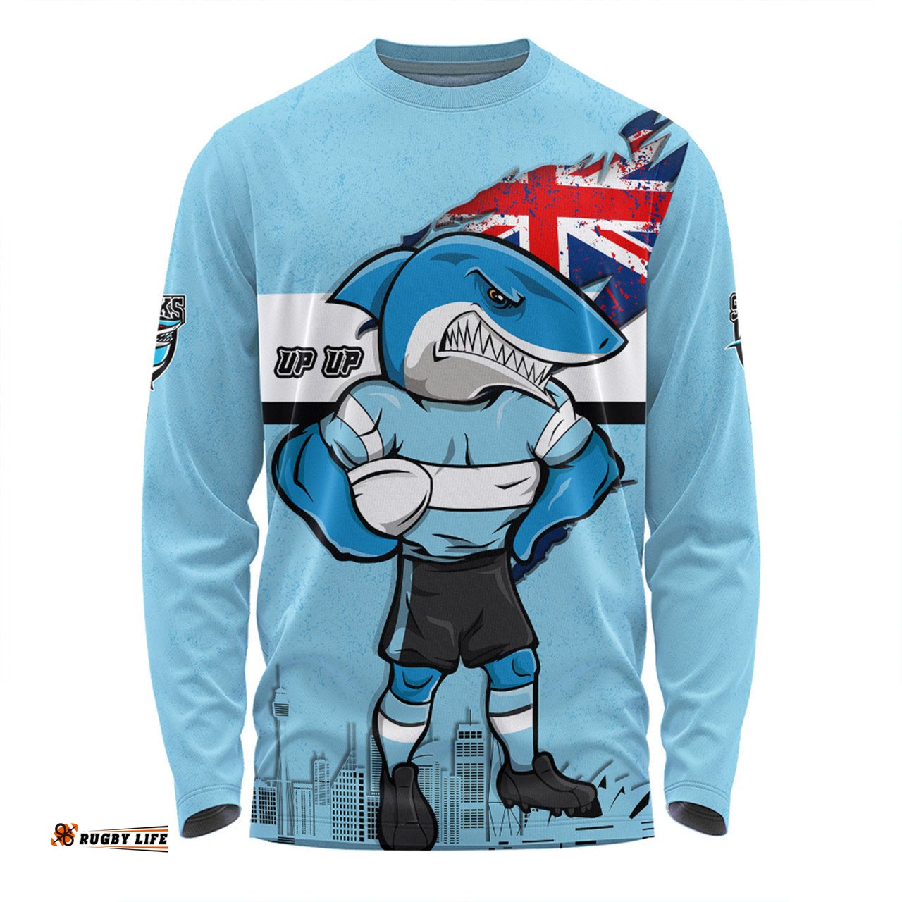 Cronulla-Sutherland Sharks Long Sleeve T-shirt Custom For Die Hard Fan Australia Flag Scratch Style