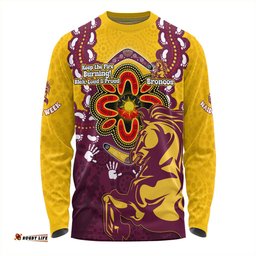 Brisbane Broncos Long Sleeve T-shirt Aboriginal Inspired Naidoc Symbol Pattern