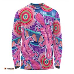 Australia Platypus Aboriginal Long Sleeve T-shirt - Pink Platypus With Aboriginal Art Dot Painting Patterns Inspired Long Sleeve T-shirt