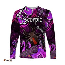 Australian Astrology Long Sleeve T-shirt Scorpio Redback Spider Zodiac Aboriginal Pink