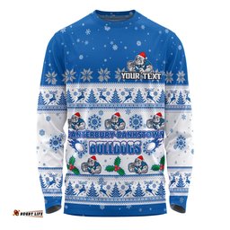 Canterbury-Bankstown Bulldogs Christmas Custom Long Sleeve T-shirt - Special Ugly Christmas Long Sleeve T-shirt