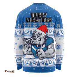 Canterbury-Bankstown Bulldogs Christmas Custom Long Sleeve T-shirt - Special Ugly Christmas Long Sleeve T-shirt