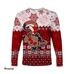 Aboriginal Christmas Lizard Long Sleeve T-shirts Red Style