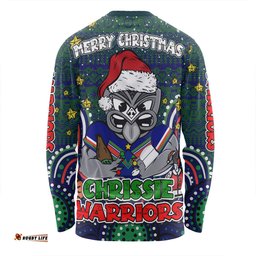 New Zealand Warriors Christmas Custom Long Sleeve T-shirt - Christmas Knit Patterns Vintage Jersey Ugly Long Sleeve T-shirt