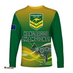 Australia Rugby Long Sleeve T-shirt Champions RLWC Kangaroos World Cup Rugby