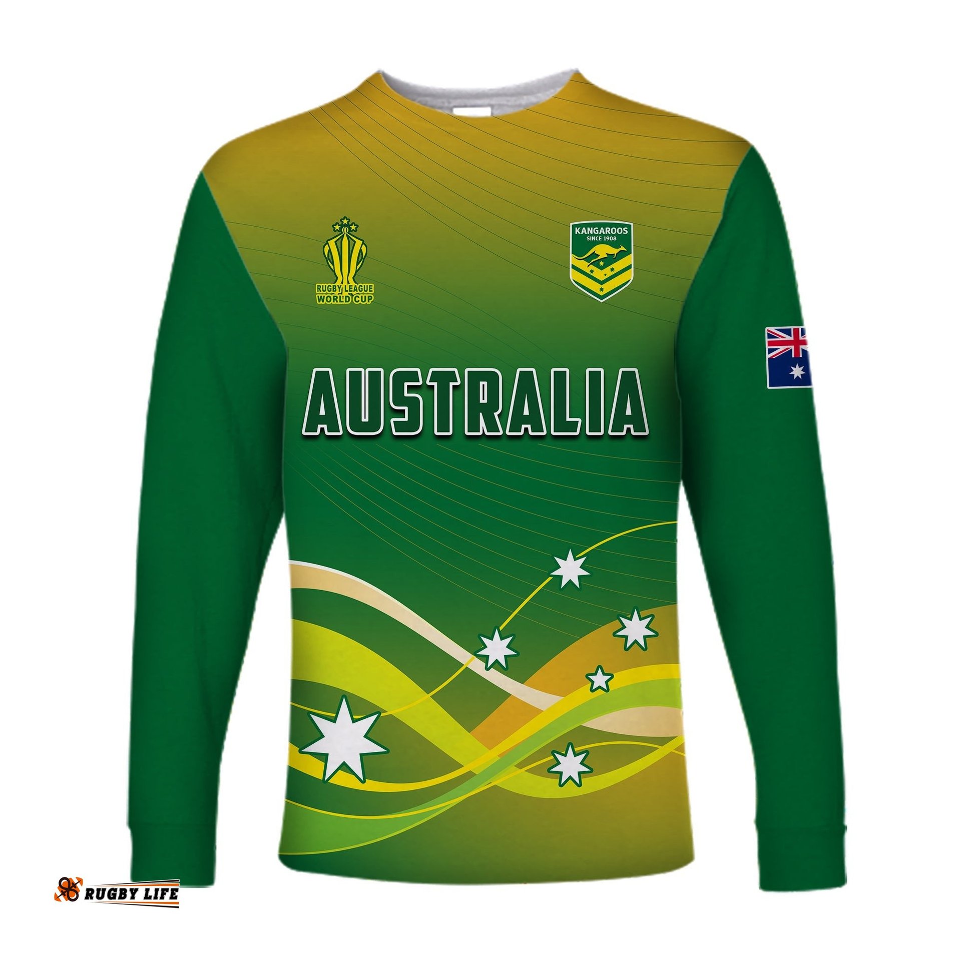 Australia Rugby Long Sleeve T-shirt Champions RLWC Kangaroos World Cup Rugby