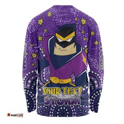 Melbourne Storm Custom Long Sleeve T-shirt - Custom With Aboriginal Inspired Style Of Dot Painting Patterns  Long Sleeve T-shirt