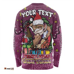 Queensland Cane Toads Christmas Custom Long Sleeve T-shirt - Merry Christmas Our Beloved Team With Aboriginal Dot Art Pattern Long Sleeve T-shirt