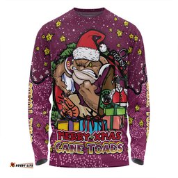 Queensland Cane Toads Christmas Custom Long Sleeve T-shirt - Merry Christmas Our Beloved Team With Aboriginal Dot Art Pattern Long Sleeve T-shirt