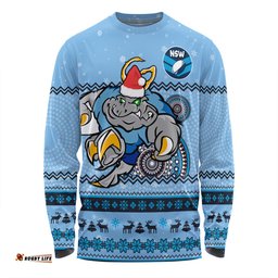 New South Wales Cockroaches Christmas Custom Long Sleeve T-shirt - Ugly Xmas And Aboriginal Patterns For Die Hard Fan Long Sleeve T-shirt