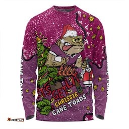 Queensland Cane Toads Christmas Custom Long Sleeve T-shirt - Let's Get Lit Chrisse Pressie Long Sleeve T-shirt