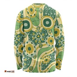 Australia Aboriginal Long Sleeve T-shirt - Yellow Aboriginal Dot Art Inspired Long Sleeve T-shirt