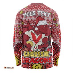 St. George Illawarra Dragons Christmas Custom Long Sleeve T-shirt - Christmas Knit Patterns Vintage Jersey Ugly Long Sleeve T-shirt