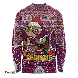 Queensland Cane Toads Christmas Custom Long Sleeve T-shirt - Christmas Knit Patterns Vintage Jersey Ugly Long Sleeve T-shirt