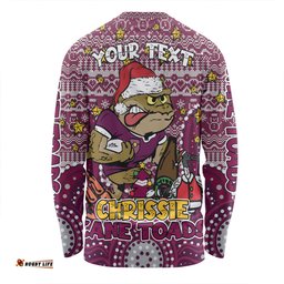 Queensland Cane Toads Christmas Custom Long Sleeve T-shirt - Christmas Knit Patterns Vintage Jersey Ugly Long Sleeve T-shirt