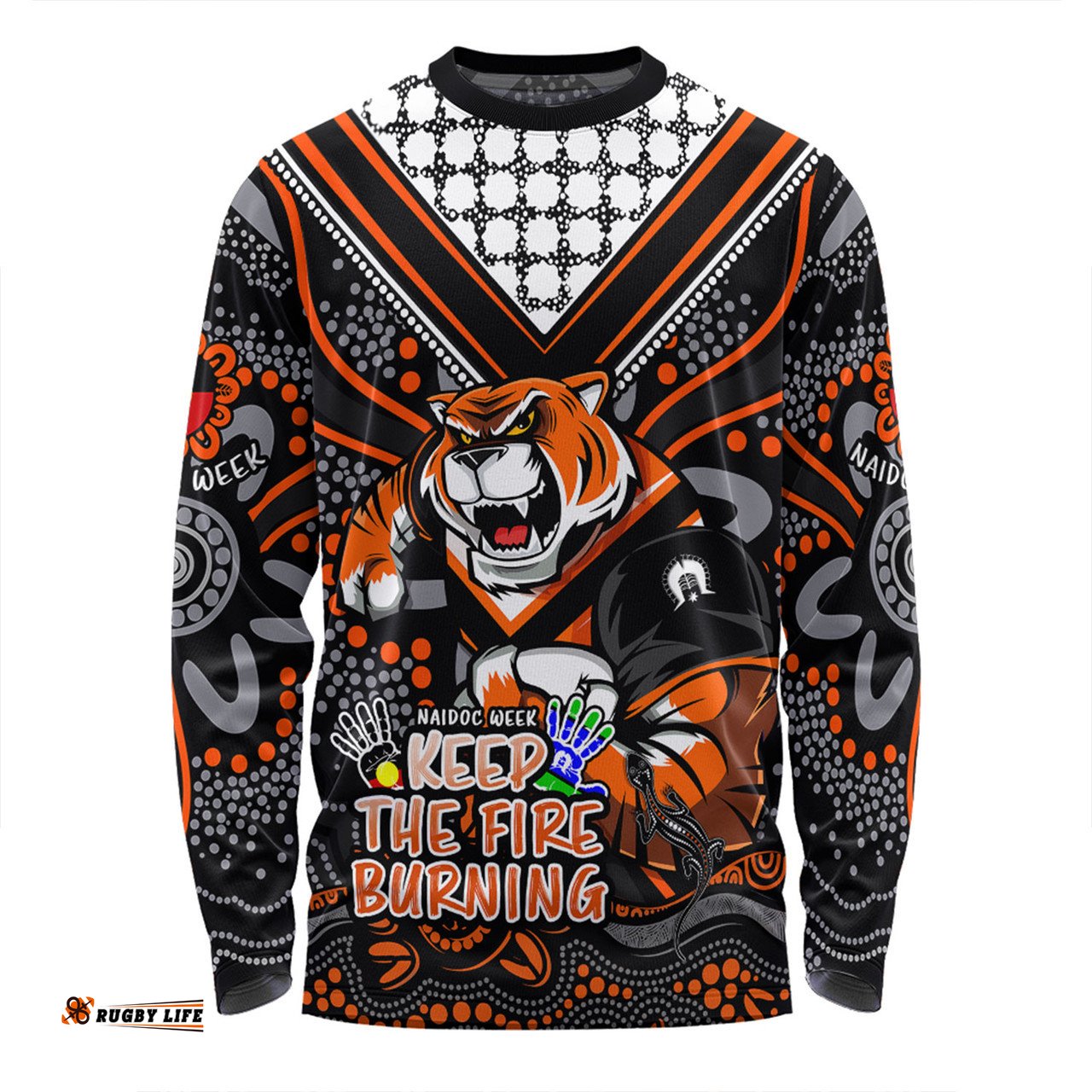 Wests Tigers Long Sleeve T-shirt Aboriginal Inspired Naidoc Week Custom For Die Hard Fan Supporters