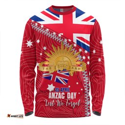 Australia Long Sleeve T-shirt - Anzac Day Lest We Forget Australian Red Ensign